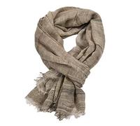 Kangqifen Unisex Gestreifter Weich Warm Großer Baumwoll Leinen Schal 190 * 90 cm Khaki