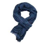 Kangqifen Unisex Gestreifter Weich Warm Großer Baumwoll Leinen Schal 190 * 90 cm Navy blau