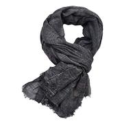 Kangqifen Unisex Gestreifter Weich Warm Großer Baumwoll Leinen Schal 190 * 90 cm Schwarz