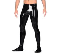 Kangxinsheng Schwarze Latex Hose für Herren,Handgefertigtes Latex Leggings mit Socke für Cosplay Club Kostüme-XL
