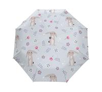 Kaninchen Hase Rose Blume Regenschirm Automatik Auf-Zu Taschenschirm Umbrella Kompakt Schirme für Jungen Mädchen Strand Frauen