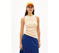 ARMEDANGELS KANITAA STRIPES - Damen Ripp-Top aus Bio-Baumwoll Mix white-light tangerine L