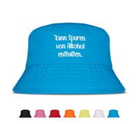 Kann Spuren von Alkohol enthalten - Lustiger Fischerhut - Der perfekte Sonnenhut für Herren & Damen - Ideal als Malle-Outfit, Party-Accessoire & Festival-Eimerhut für den Strand | Farbe Blau