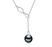 KANNSOAR Halskette mit Unendlichkeits-Anhänger aus Sterlingsilber mit 18 Karat Weißgold vergoldet mit Tahiti-Perle für Frauen, Ehefrau, Mutter, Freundin, Schwester, Schmuck, Geschenk für Muttertag