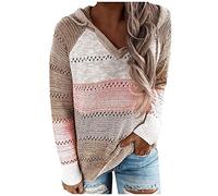 Kanpola Damen Hoodie Oversize Kapuzenpullover Sweatshirt Patchwork Langarm Hoodies Herbst Winter Freizeit Slim Fit Kapuzensweatshirt Kapuzenpullis Tops