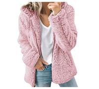 Kanpola Damen Plüschjacke Winterjacke Teddy Warm Hoodie Pullover Mit Kapuze Winter Reißverschluss Kapuzenjacke mit Tasches Einfarbig Lässige Jacken Mantel Oberteile