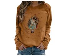 Kanpola Damen Pullover Eule Printed Sweatshirt Rundhals Langarmshirt Blusen Frühjahr Sommer Frauen Shirts Mode Lässige Hemd Streetwear Oberteil