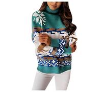 Kanpola Damen Pullover Weihnachtspullover Rollkragen Sweater Langarm Sweatshirt Pulli mit Norwegermuster Elegant Casual Weihnachtspulli Oberteil Top Loose Fit