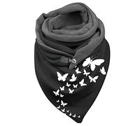 Kanpola Damen Schal Winter Dreieckschal Großen Vintage Drucken Halstuch Warmer Winterschal mit Knopf Weich Scarf Elegant Schultertuch Herbstschal