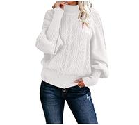 Kanpola Damen Strick Pullover Herbst Winter Rollkragen Langarm Sweatshirt Zopfmuster Pulli Sweater Frauen Mädchen Strickpullover Lose Casual Gestrickte Jumper Oberteile Tops