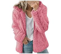 Kanpola Damen Sweatshirts Plüschjacke Winterjacke Teddy Warm Hoodie Pullover Mit Kapuze Winter Reißverschluss Kapuzenjacke mit Tasches Einfarbig Lässige Jacken Mantel Oberteile, Z - Rosa