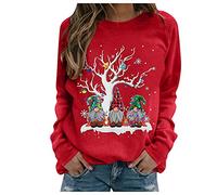 Kanpola Pullover Sweatshirt Damen Weihnachtspullover Weihnachtsmann Drucken Sweater Herbst Winter Langarm Rundhals Weihnachtspullover Weihnachtspulli Casual Xmas Shirt