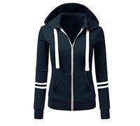 Kanpola Sweatjacke Damen mit Kapuze Streifen Hoodie Sweatshirt Kapuzenpullover Herbst Winter Reißverschluss Kapuzenjacke Pullover Oberteile Frauen Freizeit Mantel Jacken für Outdoor Sports