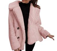 Kanpola Teddyjacke Damen Dicke Winterjacke,PlüSchjacke mit Reverskragen Kurz Jacke Modische Bequem Flauschig Outwear Einfarbig Cardigan Winter
