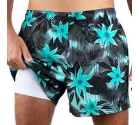 Kanu Surf Abenteuer-Badehose für Herren mit Kompressionsfutter, 12,7 cm Schrittlänge, schnell trocknender Stretch-Badeanzug, Vibe Schwarz/Grün, 4XL Große Größen