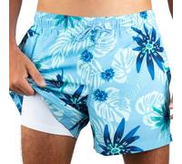 Kanu Surf Herren Swim Trunks with Compression Liner 5 Inch Quick Dry Stretch Mens Bathing Suit Badehose, Adventure Blue, L