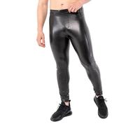 Kapow Meggings Herren-Leggings in Lederoptik, Matte Hose in Veganer Lederoptik mit Taschen und Kordelzug für Festivals und Partys