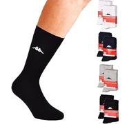 Kappa 6 Paar Socken aus elastischer Baumwolle, wadenhoch, für Damen und Herren, Schwarz, Weiß, Grau, 6 Paar schwarz, 42-44