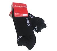 Kappa 6 Paar Socken, unsichtbare Socken, Sneakersocken aus Baumwolle, Unisex, verschiedene Sortimente, 6 Paar Schwarz, 36-38