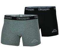 Kappa Classic Logo Mens Boxer Shorts Underwear Briefs Trunks (Pack of 2) Black/Light Gray/White, Sizes:XL