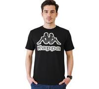 Kappa Herren Baumwoll-Shirt mit großem Logo Rundhals-Shirt Kurzarm-Shirt T-Shirt Oeko-Tex 100 zertifiziert 7085/8191-001 Schwarz L