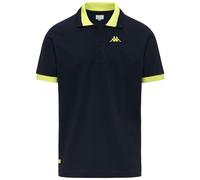Kappa Herren Logo Poloshirt, sportlich, aus Baumwolle, Blue Marine-Neon Yellow, L