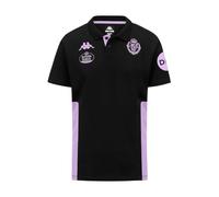 Kappa MINDITTI Real Valladolid | Bequemes und leistungsstarkes Trainings-Poloshirt | Farbe: Schwarz/Violet Sheer/Sponsor 1 | Ideal für Jede sportliche Aktivität | S