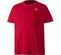 Kappa Unisex T-Shirt, kurzärmliges Oberteil aus 100% Baumwolle in sportlichem Look, mit Rundhals-Ausschnitt und lockerer Passform für Damen und Herren, rot, Gr. XXL