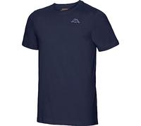 Kappa Unisex T-Shirt, kurzärmliges Oberteil aus 100% Baumwolle in sportlichem Look, mit Rundhals-Ausschnitt und lockerer Passform für Damen und Herren, dunkelblau, Gr. XXL
