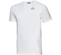 Kappa Unisex T-Shirt, kurzärmliges Oberteil aus 100% Baumwolle in sportlichem Look, mit Rundhals-Ausschnitt und lockerer Passform für Damen und Herren, weiß, Gr. XXXL