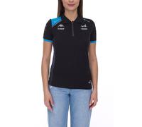 Kappa X ALPINE Formel 1 F1 Damen Polo-Shirt Baumwoll-Oberteil mit HYDRO WAY PROTECTION-Technologie Kurzarm-Shirt 361E33W AF1 A12 Schwarz S