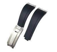 KAPPDE Uhrenarmbänder mit gebogenem Metallende, 21 mm, 20 mm, nur für Rolex Datejust m126300 m126334, Zubehör, schwarzes Gummi-Silikonband, 20 mm, Azetat, Kein Edelstein