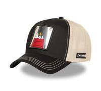 Kappe für Damen und Herren, Trucker-Kappe, Snoopy, verstellbar durch Snapback, Schwarz/Beige/Rot, One size