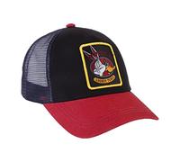 Kappe mit Gewölbtem Schirm Looney Tunes - Schwarz und Rot - Für Erwachsene Passend - Mit Gesticktem Figurenaufnäher - Cap mit Verstellbarem Rückenverschluss - Original Produkt in Spanien Designed