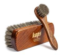 Kaps Rosshaar Schuhbürsten-Set 2-teilig - Auftragsbürste für Schuhcreme & Polierbürste aus Pferdehaar, Holzgriff, für Lederschuhe, Stiefel, Taschen & Ledersofa - Made in Germany