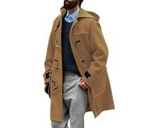 Kapuze Wintermantel Mantel Herren Hornknopfjacke Lang Slim Fit Herrenmantel Winter Business Mantel Herren Wolle Wollmantel Herren Langer Trenchcoat Mantel Windbreaker