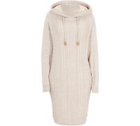 Strickkleid BONPRIX "Kapuzen-Strickkleid mit Zopfmuster", Damen, Gr. 44/46 (L), N-Gr, beige (natur meliert), Strick, Obermaterial: 100% Polyacryl, Zopfmuster, meliert, lässig geschnitten kniebedeckend