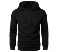 Kapuzen-Sweatshirt für Herren aus Jacquard-Stoff, langärmelig, Pullover-Stil für Frühling, Herbst, Winter (2XL Schwarz)