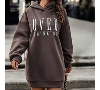 Kapuzen-Sweatshirt-Kleid mit Buchstaben-Grafik und Drop-Shoulder