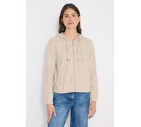 Kapuzenfleecejacke CECIL, Damen, Gr. M (40), beige (grain beige), Stoff, Obermaterial: 98% Polyester, 2% Elasthan; Futter: 100% Polyester, unifarben, comfort fit normal, ohne Ausschnitt, elastischer B