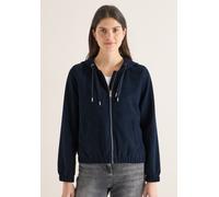 Kapuzenfleecejacke CECIL, Damen, Gr. XL (44), blau (universal blau), Stoff, Obermaterial: 98% Polyester, 2% Elasthan. Futter: 100% Polyester, unifarben, comfort fit normal, ohne Ausschnitt, elastische