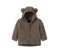 Kapuzenfleecejacke NAME IT "NBNMEEKO FLEECE JACKET MELANGE", Jungen, Gr. 80, braun (walnut), Web, Fleece, Obermaterial: 100% Polyester, unifarben, regular fit normal, Jacken, Fleece, Reißverschluss mi