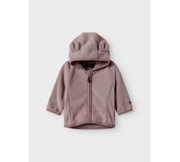 Kapuzenfleecejacke NAME IT "NBNMEEKO FLEECE JACKET MELANGE", Jungen, Gr. 80, rosa (woodrose), Web, Fleece, Obermaterial: 100% Polyester, unifarben, regular fit normal, Jacken, Fleece, Reißverschluss m