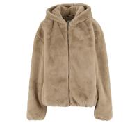 Kapuzenfleecejacke URBAN CLASSICS "Urban Classics Full Zip Faux Fur Hoodie", Herren, Gr. M, beige (wetsand), 100% Polyester, unifarben, relaxed fit, ohne Ausschnitt, Jacken (90162665-M) wetsand