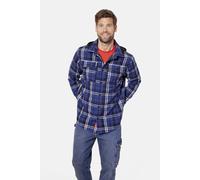 Kapuzenhemd HERO BY JOHN MEDOOX "Overshirt HUNTER Workwear Arbeitshemd mit Kapuze", Herren, Gr. M, US-Größen, blau (dunkelblau check), Fleece, 100% Polyester, regular fit, Hemden, Arbeitshemd mit Kapu
