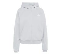 Kapuzensweatshirt ADIDAS SPORTSWEAR "STADIUM SMALL LOGO FULL ZIP HOODIE", Damen, Gr. M, grau (lgh solid grau), Obermaterial: 75% Baumwolle, 25% Polyester, normal, Rundhals, angesetztes Bündchen, Sweat