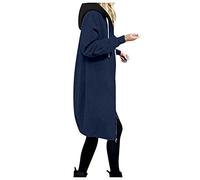 Kapuzenjacke Damen Lang Elegant Sweatshirt Mit Kapuze Kapuzenpullover Oversized Sweatjacke Zip Up Hoodie-Jacke Lange Übergangsjacke Warm Damenjacken Hoodies Mantel Teenager Mädchen Fleecejacke