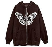 Kapuzenjacke Damen Schwarz Gothic - Sweatjacke Damen Große Größen Sweatshirt Y2K Zip Up Hoodie Mit Kapuze Vintage Goth Skeleton Graphic Kapuzenpullover Jacke Mantel Outwear 90Er E-Girl Tops