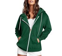 Kapuzenjacke für Damen Vintage Oversized y2k Sweatshirt Hoodies Reißverschluss Sweatjacke Große Größen Sport Übergangsjacke mit Kapuze Taschen