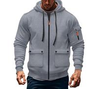 Kapuzenjacke Herren Normale Passform Freizeit Hoodie Kapuzenpullover Schlicht Bequemes Sweatshirt mit Kapuze Mehrere Taschen Einfarbig Pullover Freizeit-Hoodie-Markenkleidung Männer Oberteile